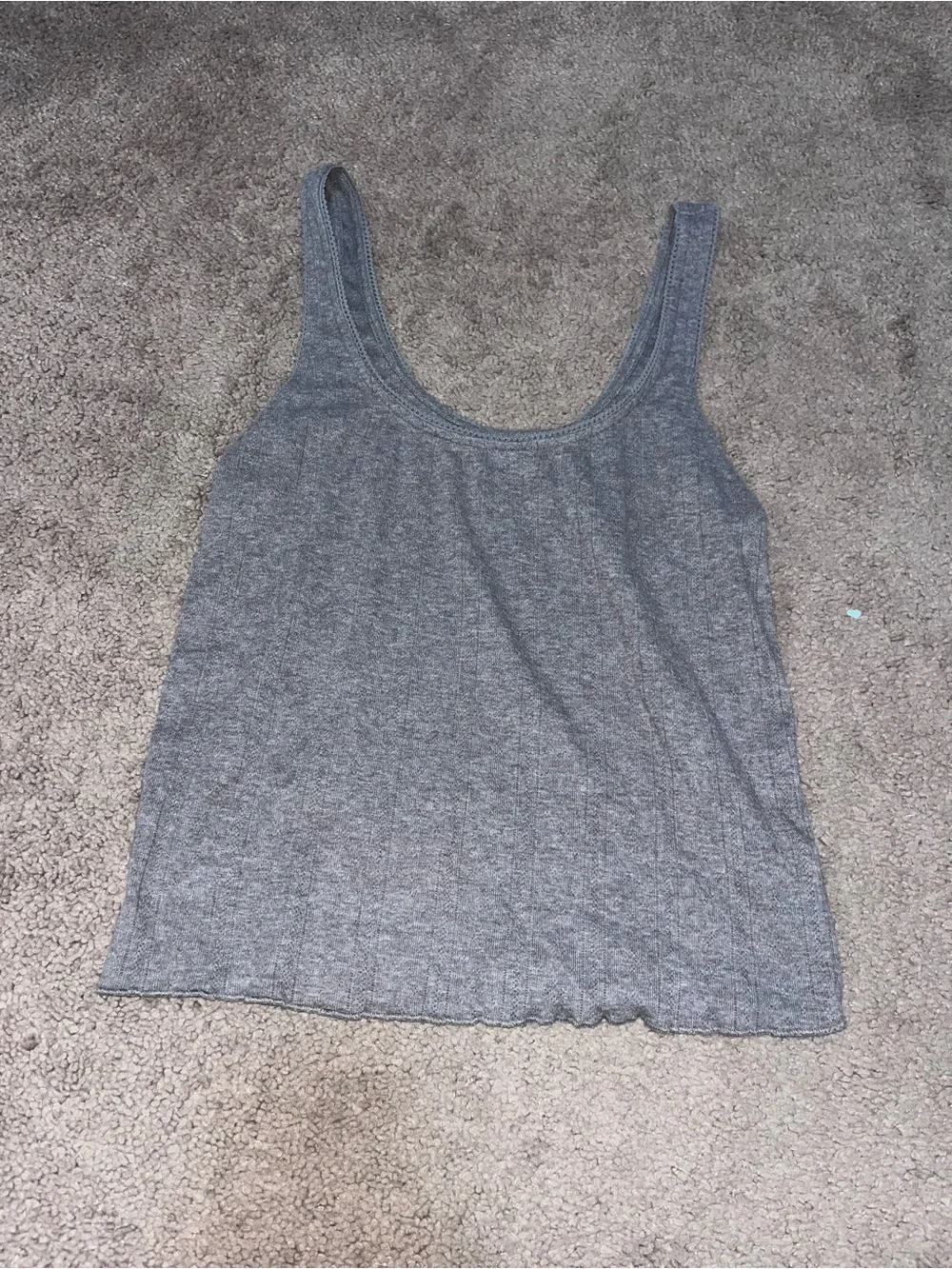 Classic Scoop Neck Tank Top Pointelle Ribbed Taupe American Eagle Size Medium
